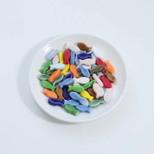 6pcs/lot Jingdezhen Ceramic Beads Colorful Small Fish Shape Loose Porcelain Beads For DIY Charms Bracelet Keychain Accessories