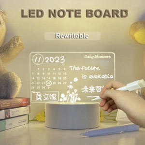 Acrylic Calendar Notepad LED Night Light USB Charging With Pen Erasable Message Board Memo Reminder Desk Lamp