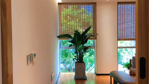 ม่านมู่ลี่ไม้ไผ่ ม่านม้วน ม่านบังแดด ผ้าม่านหน้าต่างแบบรูด บังแดด กันฝน  พร้อมชุดรอกและเชือก