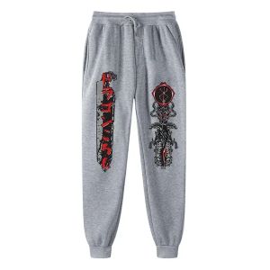 Mens Berserk Animated Printed Sportswear Pants Sports Jogging Pants Casual Polar Lining Pocket Pants