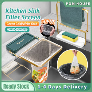 Kitchen Sink Strainer Drain Filter Rack Drain Rack For Vegetable Fruit Garbage Residue Anti Blocking Kitchen Foldable Disposable Mesh Storage Sink Filter Iron Shelf Rak Besi Penapis Sink 可折叠水槽过滤储物架