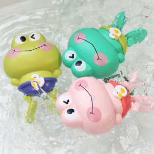 QICHEN | Baby Bath Toy: Little Frog Plays in Water Swims Wind-Up Turtle for Infants and Toddlers (Boys and Girls)