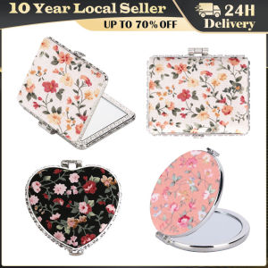 Pocket Floral Mirror Mini Makeup Compact Portable Two-side Folding Make Up Mirror Women Vintage Cosmetic Make Up For Gift