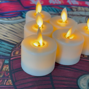 6x Battery Operated Led Tea Lights Small Fake Votive Candles with Moving Flame Outdoor Flickering Flameless Electric Candle Light for Christmas/Wedding/Home Decorations