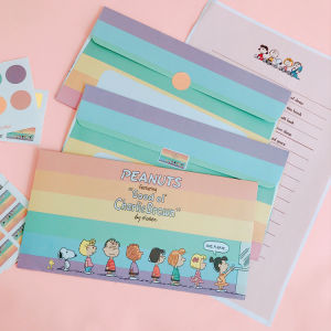 M Home Rainbow Snoopy Charlie Love Letter Envelope Card File Storage Paper Bag Communication Seal Envelope Stationery Supplies