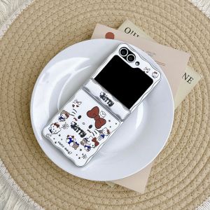Sanrio | Ốp Điện Thoại Hello Kitty Có Dây Đeo Họa Tiết Mặt Cười Lớn Dành Cho Samsung Galaxy Z Flip 8 7 6 5 Chống Sốc Chống Xước Chống Nước