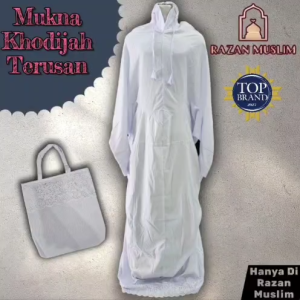 PROMO!!! Mukena Khodijah Putih Terusan Jumbo Katun Micro Halus – Adem Nyaman All Size Temurah