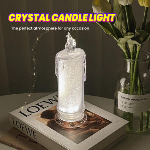 LoviRa Crystal Candle Light Transparent Shell Desk Electronic Night Lamp Party Holiday Home Decor