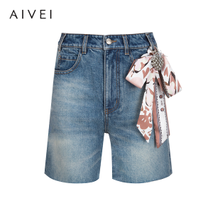 AIVEI | American Summer Casual Frayed Straight Denim Shorts