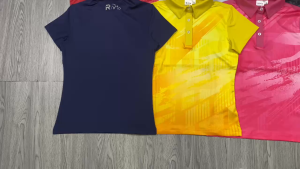 Áo Thun Thể Thao Nữ Tay Ngắn Cổ Trụ Rivio Vải Thun Hoạ Tiết 3D Xịn Đẹp Chơi Tennis Pickleball Cầu Lông Golf - ARI01