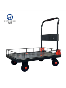Guanxin Small Hand-Pulled Cart with Fence Silent Folding Cargo Moving Truck Flatbed Trailer Multi-Functional Customizable