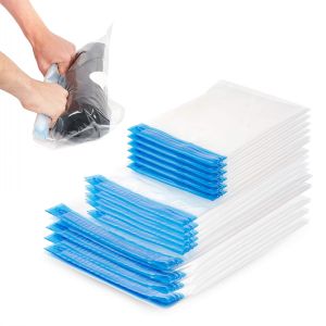 24 Pack Travel Vacuum Storage Bags Hand Roll UP Compression Bags For Clothes amping Essentials Luggage Packing Organizer