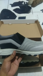 Sepatu Sport Pria Sanura 014 - Slip On Mesh Abu Aksen Hitam Ukuran 39-44 Nyaman untuk Setiap Langkah