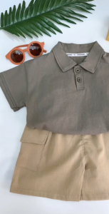 Baby Boy Clothes Set Children Cotton Solid Polo Shirt Cargo Shorts Terno For Kids Boy Simple Casual Daily Outfit 6Months‑5Years Old