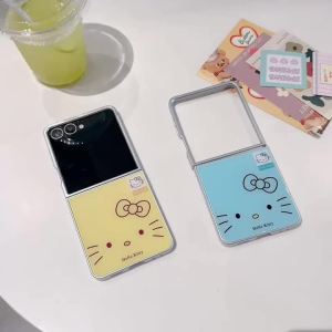 Sanrio | Ốp Điện Thoại Hoạt Hình Dễ Thương Sanrio Hello Kitty Hàn Quốc Cho Samsung Z Flip 7/6/5 Chống Sốc Kính Bảo Vệ Kèm Giá Đỡ
