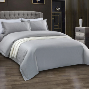 Bộ Đồ Chăn Ga Gối Bốn Mảnh Bằng Vải Cotton Sát-in Màu Xám