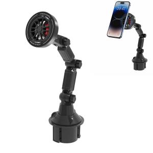 Car Cup Holder Phone Mount Magnetic Long Arm Cell Phone Holder for Car 360 Rotatable Mechanical Foldable Phone Bracket