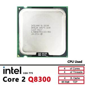 Intel | Intel Core 2 Quad Q8300 2.5 GHz Used Quad-Core Quad-Thread Q8300 CPU 4M 95W LGA 775