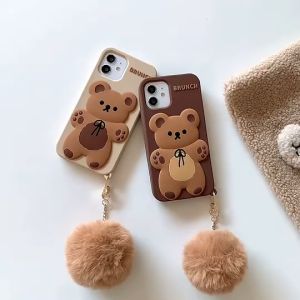 (SG Seller) Cute 3D Bear Phone Case For Apple IPhone 14 / 14 Pro / 14 Pro Max / 15 / 15 Pro Max Phone Cover Soft Bumper Silicone Phone Case-KZ08