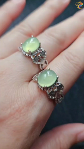 Collection Grade Green Prehnite Titanium Adjustable Rings (2 Designs)