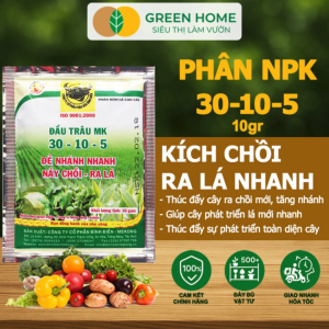 5 Gói Phân Bón Npk 30-10-5 Greenhome Đầu Trâu Gói 10Gr Kích Ra Rễ Đẻ Nhánh Nảy Chồi Ra Lá Mới