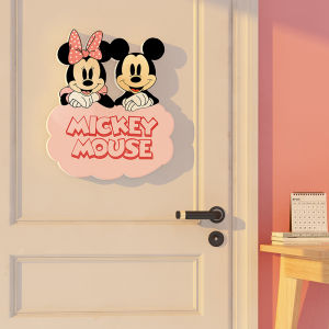 การ์ตูน Mickey Wall Decals เด็กสติกเกอร์ตกแต่งประตูข้างเตียงกันน้ํา Pvc สติ๊กเกอร์ติดผนัง