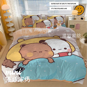 Cute Cartoon Printed Bedding Set Duvet Cover Sheet Style Three-Piece Four-Piece Student Dormitory Bedding Polyester Fabric