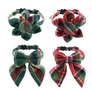 Christmas Themed Cat Collar Set with Sunflower Skirt And Fleece Lining Adjustable Length Pet Accessories for Cats by Borna Miao