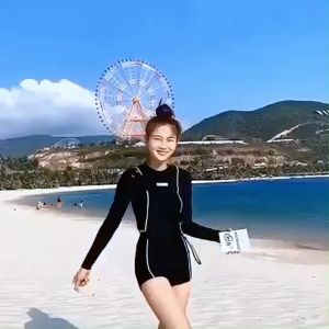 Long Sleeve Crop Top Rashguard Swimwear Swimsuit Terno For Beach Outdoor Swimming Tops Shorts OL