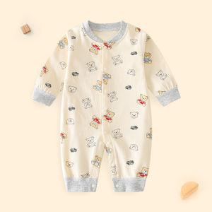 ชุดเดรสแขนยาวฤดูใบไม้ร่วงสำหรับเด็กผู้ชาย เสื้อคลุมเดือนแรก ชุดเดรสแขนยาวแบบปลอมสองชิ้นสำหรับเด็กแรกเกิด อุปกรณ์การเล่น