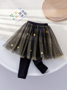 2-in-1 Skirted Trousers Lace Girls Long Pants
