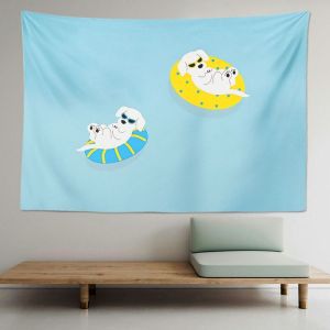 VIKAMA Puppy Birthday Tapestry Sweet Dog Cake Wall Hanging Kids Party Photo Backdrop Bedroom Polyester Decor