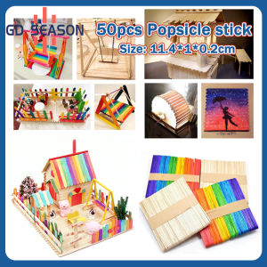 50 pcs School popsicle sticks Wooden Popsicle Stick Ice Cream Sticks Arts & Crafts