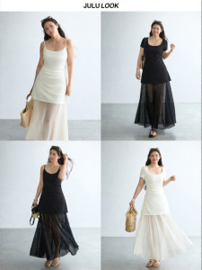 JULULOOK | Đầm Patchwork U-Neck Dành Cho Người Mập Slimming