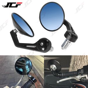 Motorcycle Rear View Mirror Black 7/8" Round CNC Cafe Racer Parts Motorcycle Side Mirror Bar End Motorbike For Kawasaki Black