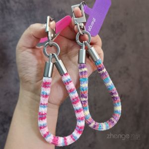 Fashionable Rotating Plush Metal Hook Clip Short Mobile Phone Lanyard for Outdoor Climbing Winter Anti-Loss Keychain Universal