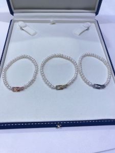 New DIY Pearl Accessories with Diamond Single Row Pearl Button Sweater Chain Necklace Bracelet Copper Plated 18K Gold Women