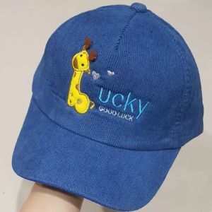 T.I - Topi Bisbol Anak Laki Perempuan Lucky Giraffe Corduroy Baseball Hat Import