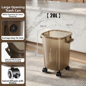 TAOXIAOHE | Easy-Use Mobile Kitchen Trash Can Large Capacity