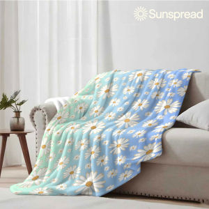 Beast Kingdom | Gradient Blue Daisy Soft Warm Flannel Blanket Lightweight Cozy Christmas Halloween Home Decor Room