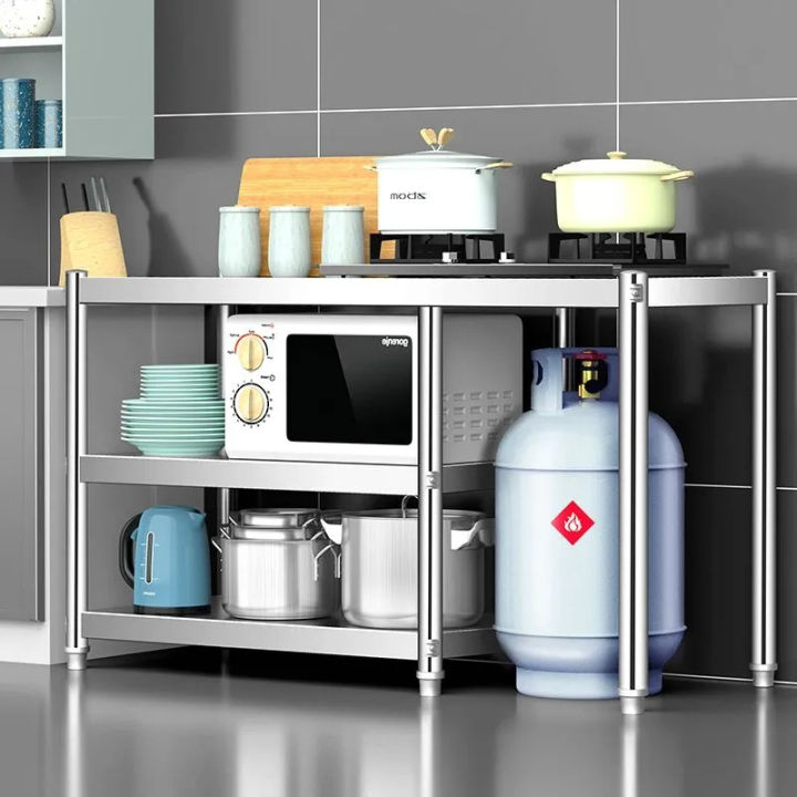 Stainless Steel Gas Stove Stand With Cabinet Lpg Roller Thickened