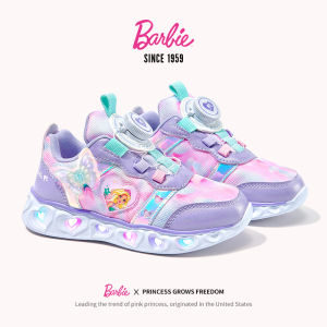 Barbie Girls Glowing Breathable Sports Shoes Spring Summer Mesh Light-Up Childrens Footwear Anti-Slip Wear-Resistant Leisure Sneakers