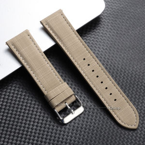 Leather Watch Strap with Plaid Pattern Universal Replacement Watchband Black Beige Grey 18mm 20mm 22mm Quick Release Wrist Belt