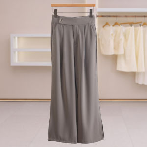 Foot Slit Slim Fitting Solid Casual Pants