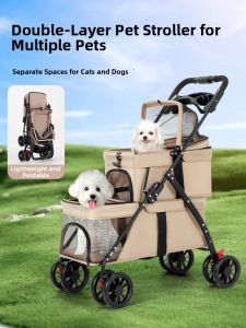 Double Layer Large Capacity Portable Pet Stroller