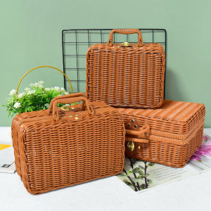 【SG STOCK】Specool® Vintage Rattan Woven Storage Case Makeup Holder Suitcase Sundries Organizer Box gift box Picnic storage box