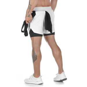 Quần Short Thể Thao Nam 2 Trong 1 Màu Trơn Chất Liệu Co Giãn Nhanh Khô Dùng Cho Tập Gym Thể Thao Dạo Phố Mùa Hè Lưng Trung Bình
