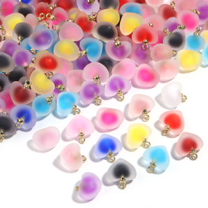 10pcs/lot Acrylic Bead Colorful Frosted Heart Shape Charms Beads for Jewelry Making DIY Bracelet Earrings Pendant Accessories