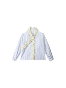THROUS | Áo Blouse Dài Tay Quai Cổ Trụ Khiến Gương Mặt Đẹp