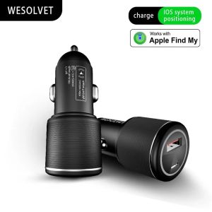 Wesolvet 30W Sạc Xe Hơi Thông Minh Apple Find My - FMN Chứng Nhận Tìm Vị Trí Tương Thích Cho iPhone Ô Tô Hai Cổng Type-C Sạc Nhanh Pin Sử Dụng Lên Đến 1 Năm Chống Thất Lạc